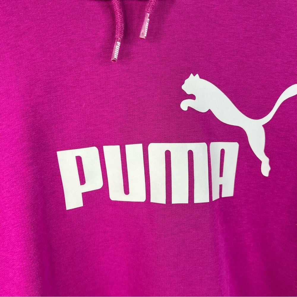PUMA hoodie sweater logo white Women's Magenta Cropped Hoodie warm cozy - Picture 7 of 10